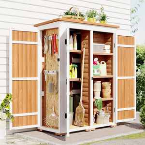 English Elm TOPMAX Outdoor 5.5ft Wood Storage Shed Cabinet with Waterproof Asphalt Roof, Lockable Doors, Sturdy Natural SP100016AAL