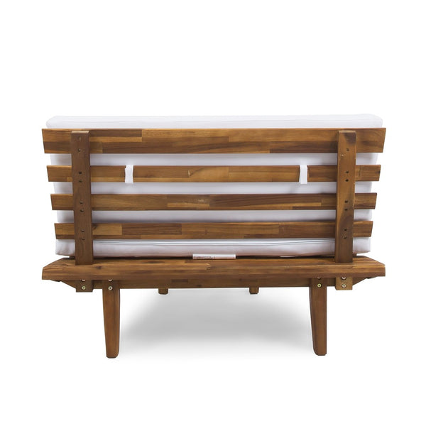 English Elm Hillcrest Solid Acacia Corner Sofa with Built-in Side Table for Outdoor Living 61288.00SBWHI-L-R-TSET