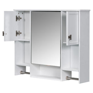 English Elm 35'' Modern Wall-Mounted Medicine Cabinet with Mirror, Ample Storage, Adjustable Shelves & Towel Bar White WF317173AAK