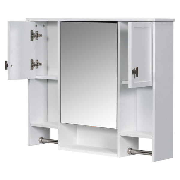 English Elm 35'' Modern Wall-Mounted Medicine Cabinet with Mirror, Ample Storage, Adjustable Shelves & Towel Bar White WF317173AAK
