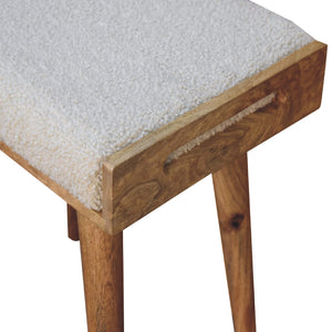 English Elm Boucle Tray-Style Footstool with Nordic Oak Legs, Cream Bouclé Upholstery, Cozy Modern Accent B182P166682