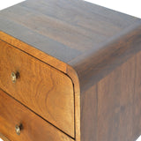 English Elm Floating Curved Chestnut Bedside