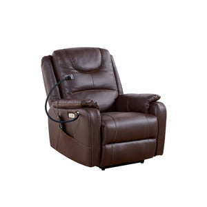 English Elm Liyasi Zero Gravity Power Recliner Eco Leather Massage Lumbar Heat Usb Charging Brown W820S00075
