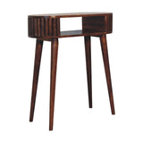 Timeless Elegance Stripe Chestnut Writing Desk: Functional & Stylish Home Furnishing | 27.56 x 11.81 x 30.71