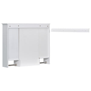 English Elm 35'' Modern Wall-Mounted Medicine Cabinet with Mirror, Ample Storage, Adjustable Shelves & Towel Bar White WF317173AAK