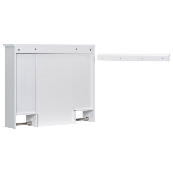 English Elm 35'' Modern Wall-Mounted Medicine Cabinet with Mirror, Ample Storage, Adjustable Shelves & Towel Bar White WF317173AAK
