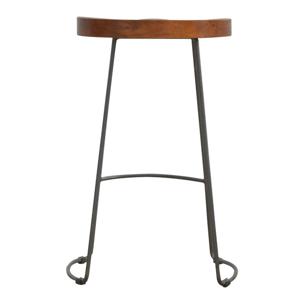 English Elm Industrial Chunky Bar Stool Chestnut Wood Metal 31.5"H Rustic Modern Counter Seat for Cozy Kitchens B182P166563