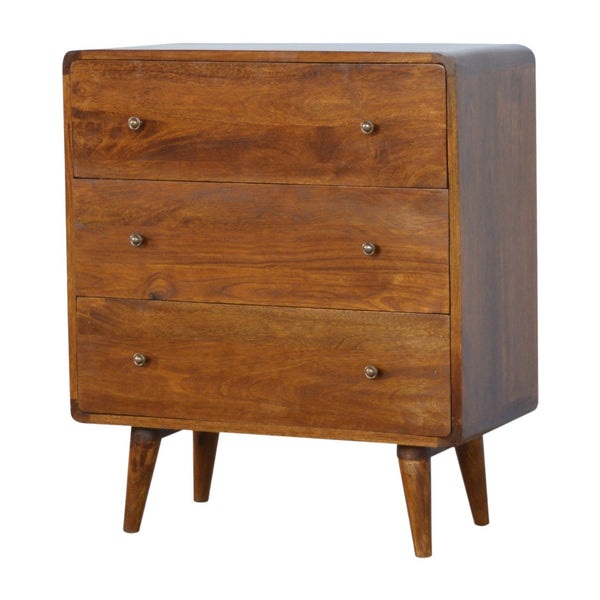 English Elm Curved Chestnut Chest – Solid Wood Curved Design, Timeless Elegance, Versatile Storage Accent for Living Room (33.46x17.72x28.35) B182P166491