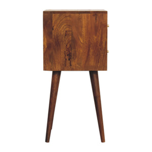 English Elm Mini Chestnut Cube Nightstand With 2 Drawers – Stylish, Compact Storage For Modern Spaces & Decor B182P166573