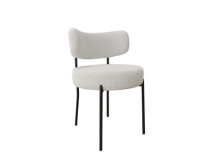 English Elm 51.2'' Modern Dining Table Set With Glass Top & 4 Plush White Teddy Velvet Chairs For Stylish Spaces W2189S00264