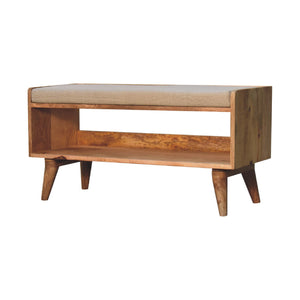 English Elm Oak-Ish Nordic Storage Bench - Upholstered Comfort With Open Storage, Grey & Brown, Chic Design B182P166670