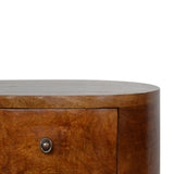 English Elm Chestnut Rounded Bedside Table