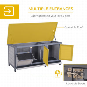 English Elm Pawhut Fir Wood Small Animal Hutch Waterproof Roof Pull Out Trays Indoor Outdoor W2225P166456