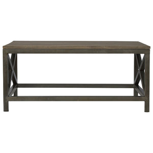 English Elm Industrial Round Butler Tray Table — Timeless wood & metal accent table, versatile stylish side table for living spaces Pewter B182P166600