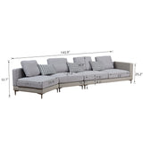 Hearth and Haven Modern Sectional Sofa, Luxury Fabric Couch Sectional Chaise Lounge 3 Pillows, 4 Cushions and Seat Corner Sofa Couch For Living Room, Office, Apartment W509S00076