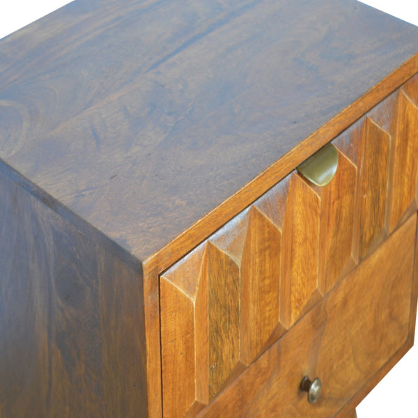 English Elm Chestnut Prism Bedside Nightstand - Stylish Solid Wood Table With Modern Design & Practical Storage B182P166498