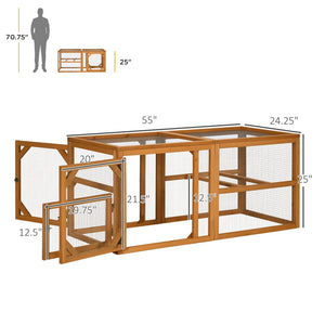 English Elm Pawhut Modular Wood Chicken Run Outdoor Enclosure with Galvanized Wire Predator Guard W2225P166434