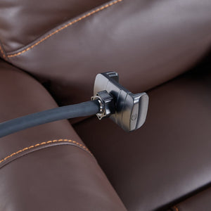 English Elm Liyasi Zero Gravity Power Recliner Eco Leather Massage Lumbar Heat Usb Charging Brown W820S00075