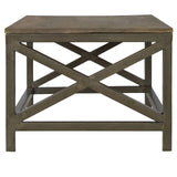 English Elm Industrial Cross Metal Coffee Table