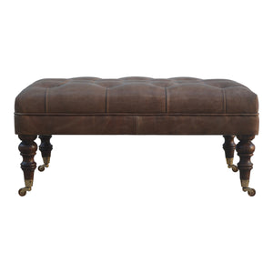 English Elm Solid Leopard Velvet Tray Footstool with 100% Mango Wood Frame, Nordic Legs, Modern Upholstery Brown B182P202520