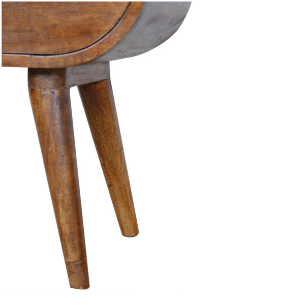 English Elm Chestnut Circular Open Bedside Table With 1 Drawer - Stylish Solid Wood Design For Modern Spaces B182P166514