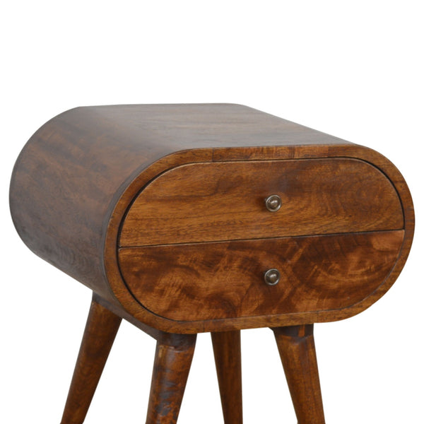 English Elm Chestnut Circular Nightstand - Solid Wood, Elegant Design, Perfect For Small Spaces & Modern Decor B182P166515