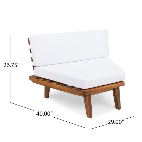English Elm Hillcrest Solid Acacia Corner Sofa with Built-in Side Table for Outdoor Living 61288.00SBWHI-L-R-TSET