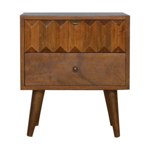 English Elm Chestnut Prism Bedside Nightstand - Stylish Solid Wood Table With Modern Design & Practical Storage B182P166498