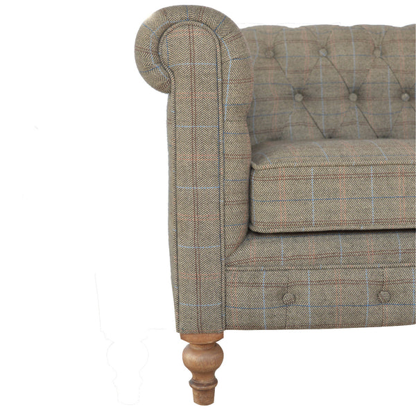 English Elm Multi Multi Tweed 2 Seat Chesterfield Grey Sofa - Timeless Elegance, Wood & Fabric, Cozy Contemporary Design B182P166478
