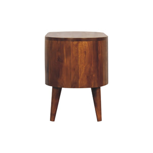 English Elm Solid Wood Cortez Chestnut media unit with 2 open shelves, Nordic legs, compact 39.4"L modern chestnut design B182P166601