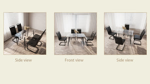 English Elm 51 Inch Glass Dining Table Set For 4 – Modern Rectangular Table & Pu Chairs For Small Spaces W2189S00267