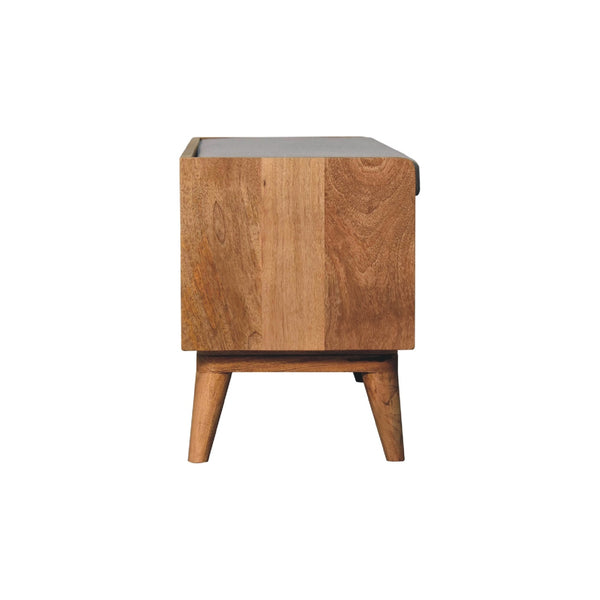 English Elm Oak-Ish Nordic Storage Bench - Upholstered Comfort With Open Storage, Grey & Brown, Chic Design B182P166670