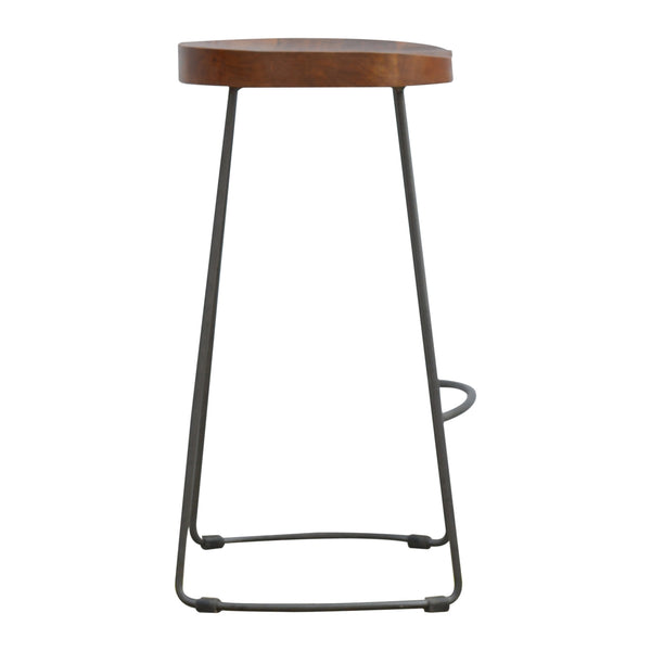 English Elm Industrial Chunky Bar Stool Chestnut Wood Metal 31.5"H Rustic Modern Counter Seat for Cozy Kitchens B182P166563