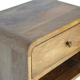 English Elm Floating Curve Open Slot Bedside