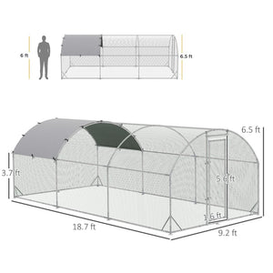 English Elm Pawhut Walk-in Galvanized Steel Chicken Run with Dome Canopy for Yard Farm Use W2225P166433