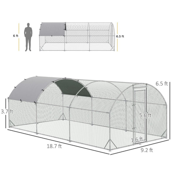 English Elm Pawhut Walk-in Galvanized Steel Chicken Run with Dome Canopy for Yard Farm Use W2225P166433