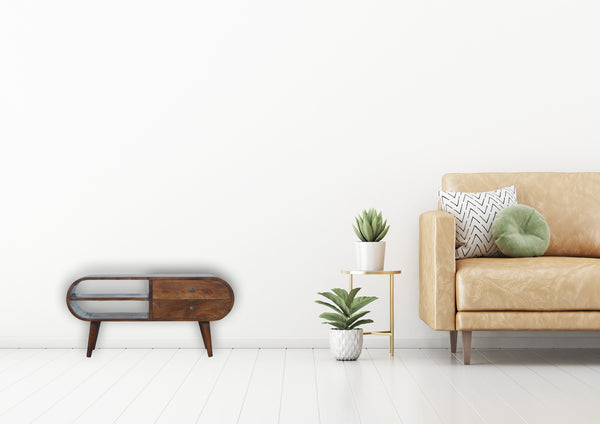 English Elm Chestnut Circular Media Unit - Timeless Solid Wood Design For Modern Living Spaces & Tvs Up To Medium Size B182P166513