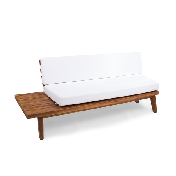 English Elm Hillcrest Solid Acacia Corner Sofa with Built-in Side Table for Outdoor Living 61288.00SBWHI-L-R-TSET
