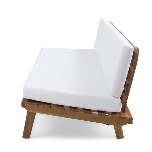 English Elm Hillcrest Solid Acacia Corner Sofa with Built-in Side Table for Outdoor Living 61288.00SBWHI-L-R-TSET