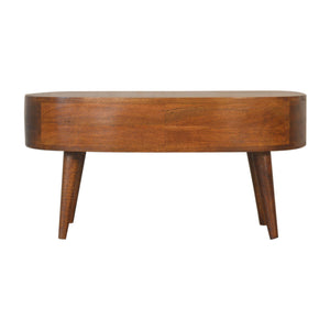 English Elm Chestnut Wave Coffee Table With Nordic Legs - Stylish 1-Drawer & Open Storage For Modern Living B182P166539
