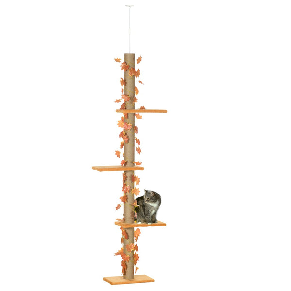 English Elm Pawhut Adjustable Floor to Ceiling Cat Tower with Sisal Posts and Plush Perches W2225P166437