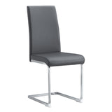 English Elm Modern Dining Chair, Pu Faux Leather Backrest Cushion Side Chair, Suitable For Dining, Kitchen, Dressing Table, Terrace, Club Guest Office Chair (Set Of 4) (Gray+Pu Leather) Dx-2268