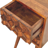 English Elm Mini Chestnut Cube 2 Drawer Bedside