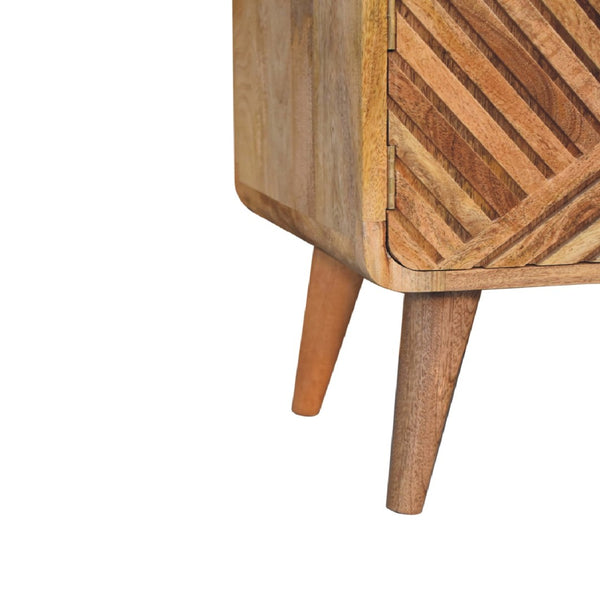 English Elm Solid Wood Boucle Upholstered Telephone Table With Carved Drawer & Open Shelf For Stylish Storage B182P280795-GIGA