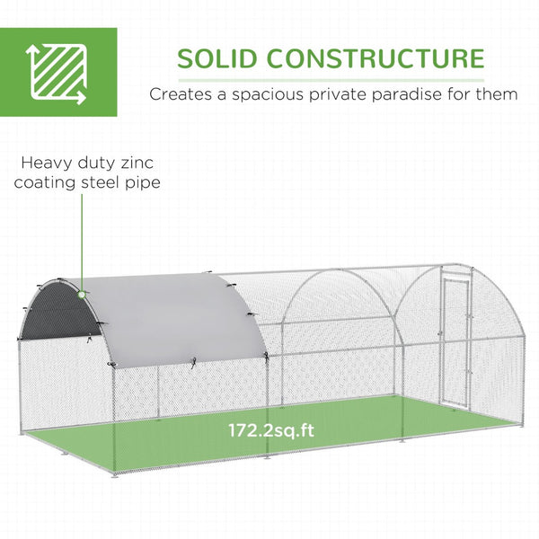 English Elm Pawhut Walk-in Galvanized Steel Chicken Run with Dome Canopy for Yard Farm Use W2225P166433