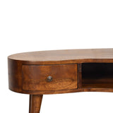 English Elm Solid Wood Mini Chestnut Wave Coffee Table