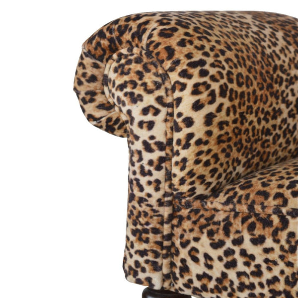 English Elm Leopard Print Velvet Upholstered Bench Bold Animal Pattern Accent Seat for Bedroom B182P166509
