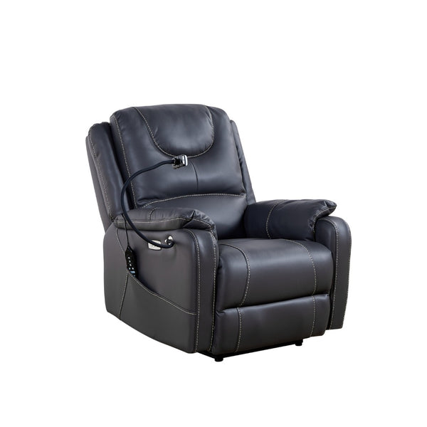 English Elm Liyasi Zero Gravity Power Recliner Eco Leather Massage Lumbar Heat Usb Charging Black W820S00076