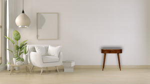 English Elm Albion Console with 1 Drawer and Nordic Legs — Solid Wood Light Brown Accent Table, Timeless Design Chestnut B182P166516