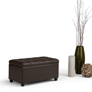 English Elm Sienna Storage Ottoman Bench - Stylish Chocolate Brown Faux Leather With Hidden Storage & Comfort B136P159113-GIGA